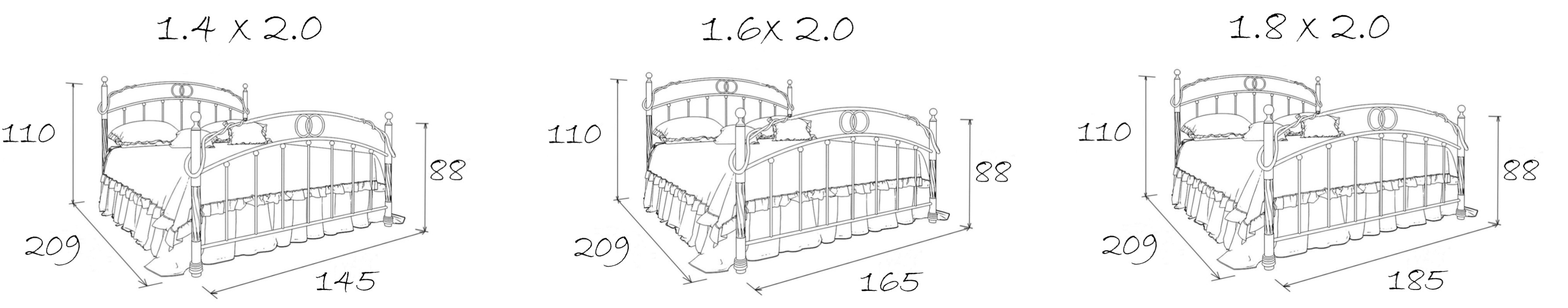 Кованые кровати, Кованая кровать Кармен 1.6 с двумя спинками