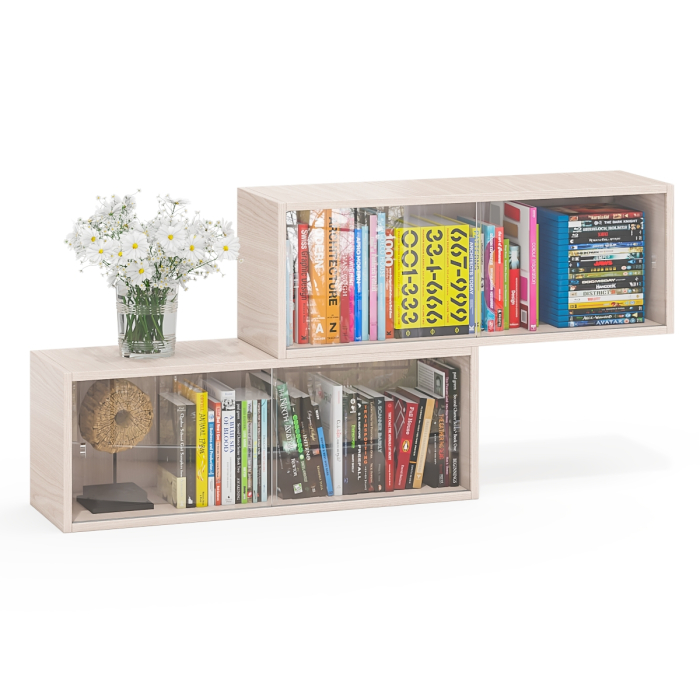 Настенные полки, Комплект из двух книжных полок со стеклом КН-01