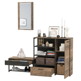 Комод с нишами и ящиком с обувницей с сиденьем и зеркалом Трувор