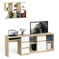 Прямые компьютерные столы, Стол компьютерный три правых выдвижных ящика Мори МС-6 с верхней полкой и тумбой 1204