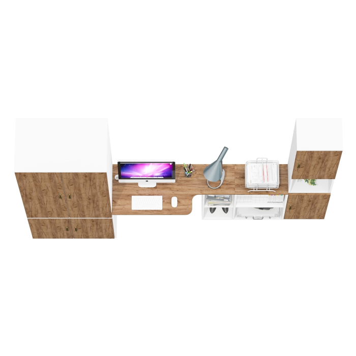 Домашние кабинеты, Мебел в кабинет Лидер-8 из шкафа 19Б со столом и пеналом с нишей