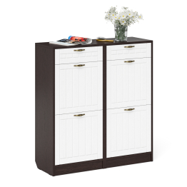 Две тумбы для обуви 2 секции с выдвижным ящиком МДФ фрезеровка прованс