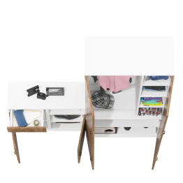 Широкий платяной шкаф глубиной 375 мм и две тумбочки Лидер-8 МД 3.15 и МД 3.19