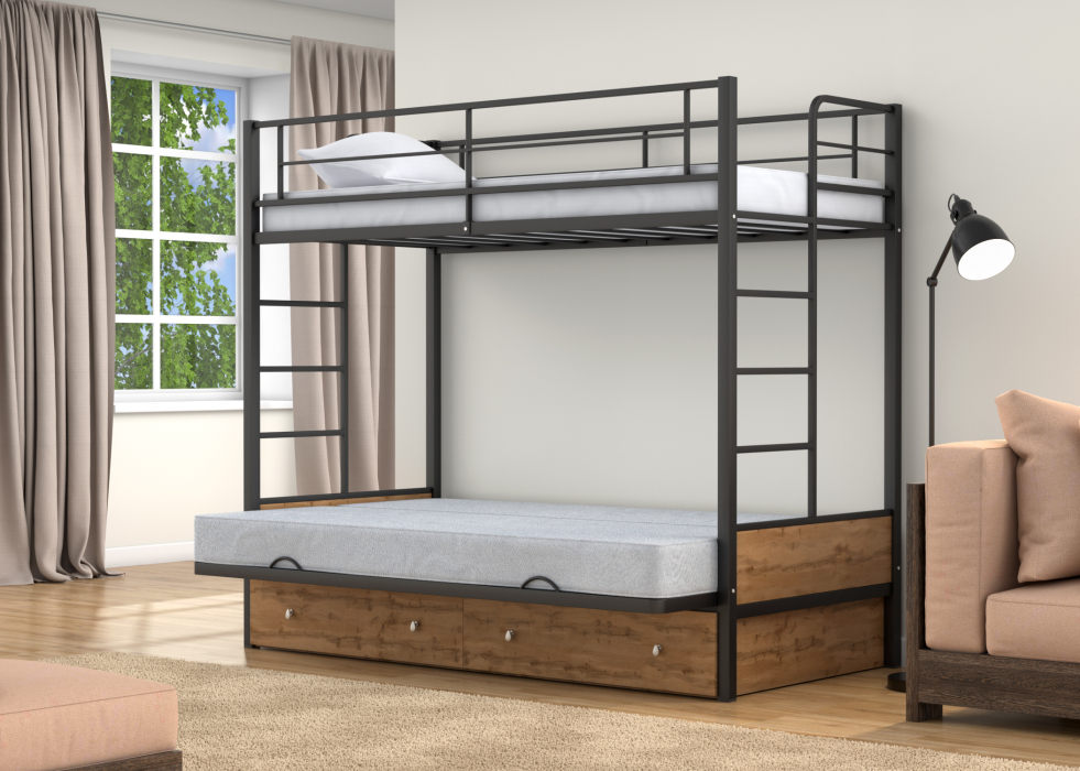 Для подростков, Двухъярусная кровать-диван Дакар 1 ящики Дуб ватан