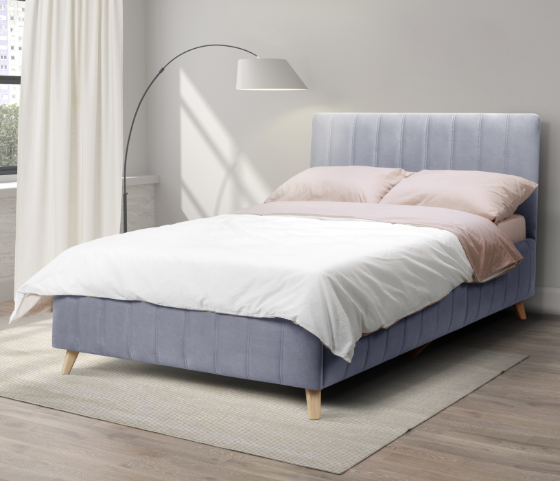 Двуспальные, Кровать с мягким изголовьем Монако 140, микровелюр