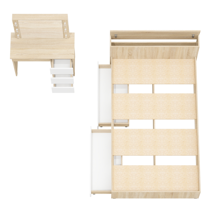 Спальные гарнитуры, Кровать с ящиками полутораспальная Ксения 1200 и туалетный столик с подсветкой Сура