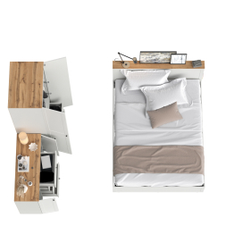 Мебель в спальню из бельевого шкафа 13.336.02 с кроватью 1600 с ортопедом и тумбы-комода 16.221