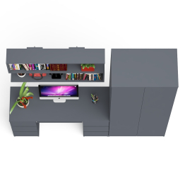 Платяной шкаф две двери Мори МШ800.1 с компьютерным столом и полкой навесной