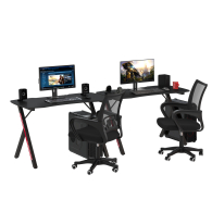 Прямые компьютерные столы, Геймерские столы для двоих Мебель--24 GT-2310 и два компьютерных кресла