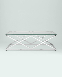 Журнальный стол ИНСИГНИЯ 120х60 (Прозрачное стекло/Сталь серебро)