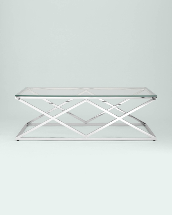 Журнальные столики, Журнальный стол STOOL GROUP ИНСИГНИЯ 120х60 (Прозрачное стекло/Сталь серебро)