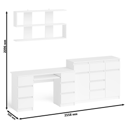 Комод-тумба Мори МК1200.4 с открытой верхней полкой и стол компьютерный МС-2