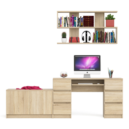 Стол компьютерный Мори МС-2 с верхней полкой и тумбой МА900.1