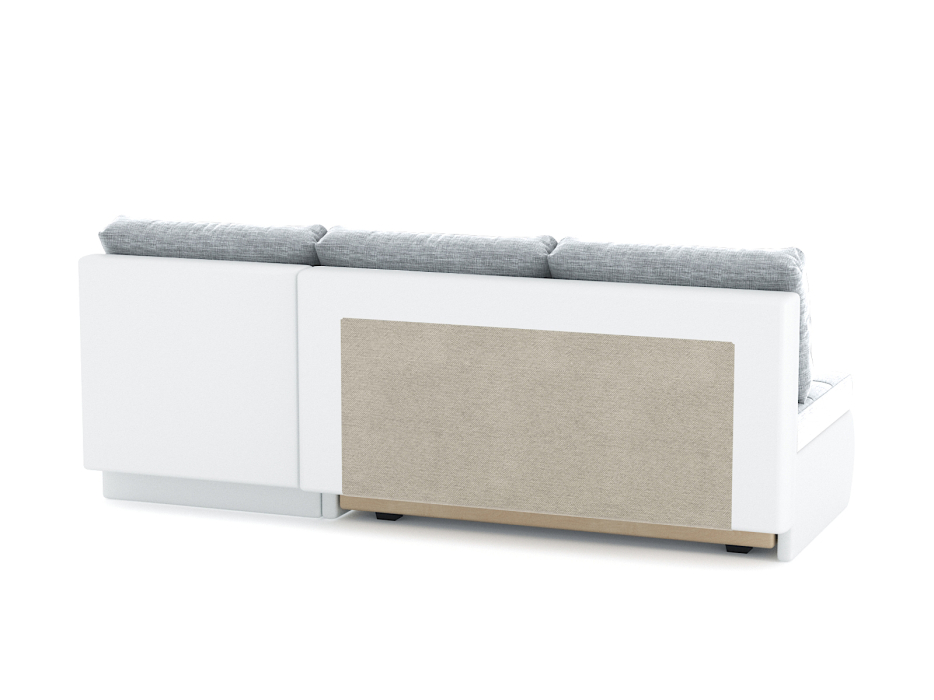 Диваны угловые в гостиную, Диван-кровать угловой Кормак без подлокотников, рогожка +кож.зам белый