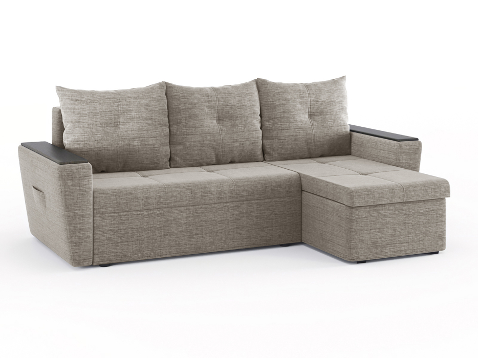 Диваны угловые в гостиную, Диван-кровать угловой Дубай Майами еврокнижка трехсекционная, рогожка Люкс