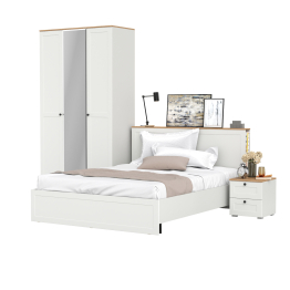 Гарнитур спальный из шкафа с зеркалом с кроватью Остин 11.53 с ортопедом и прикроватной тумбочки