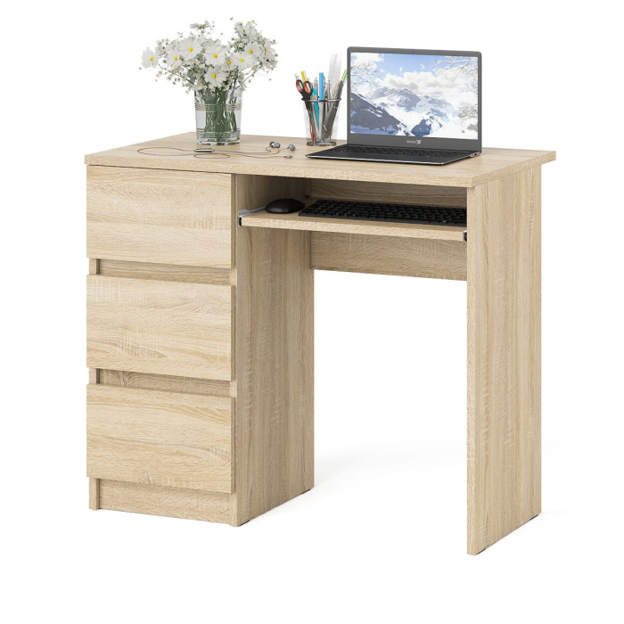 Детские столы, Стол компьютерный три ящика Мори МС-6 левый