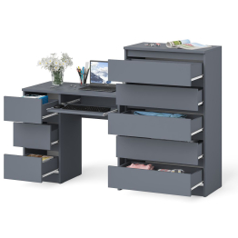 Комод высокий Мори МК700 5-ть ящиков и стол компьютерный Мори МС-6 левый