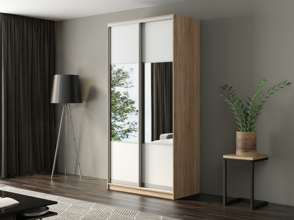 Шкафы-купе, Шкаф-купе Айсберг 130 СОНОМА (белый/комбинированный)