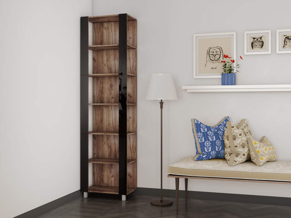 Открытые, Стеллаж модульный Универсальный 35х51х230 Черное стекло