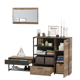 Комод с нишами и ящиком с обувницей с сиденьем и зеркалом Трувор