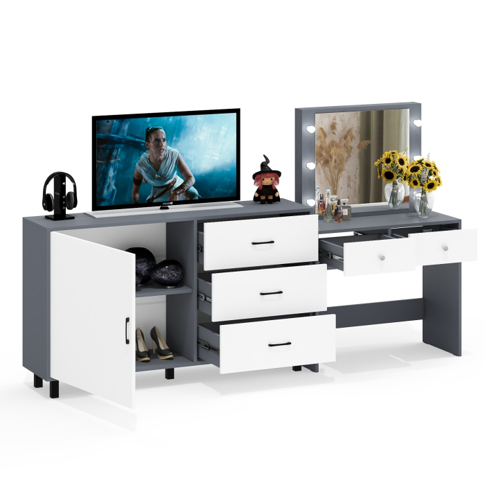 Туалетные столики, Косметический столик с лампочками СТ-5 и комод-тумба 122-1504