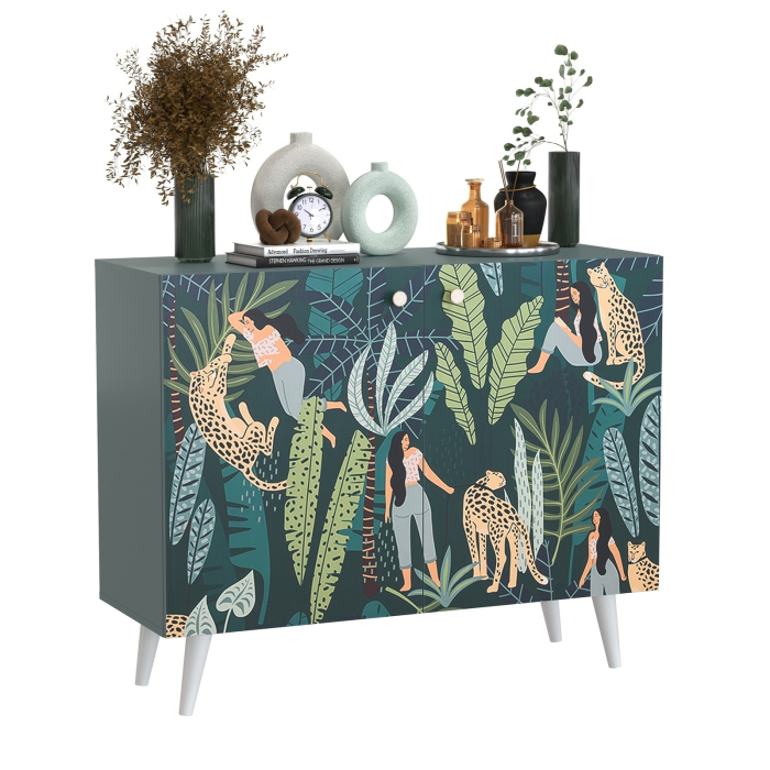 Комоды, Комод-тумба Либера 16.230.01, фасады с рисунком Тропический лес  