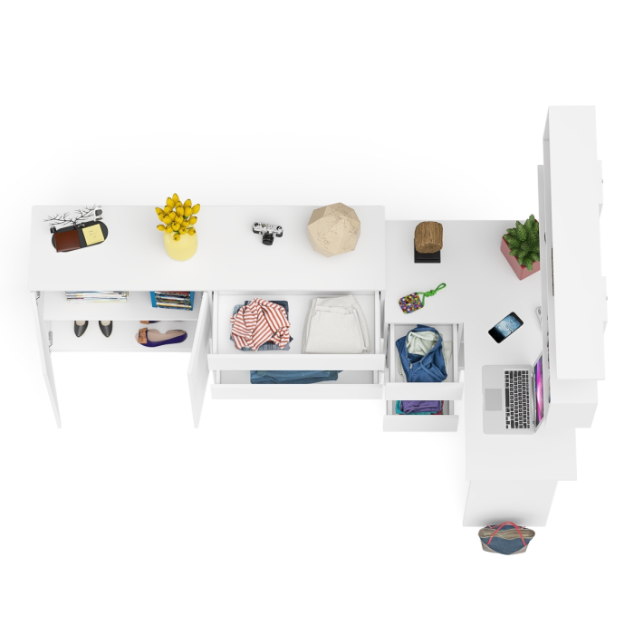 Домашние кабинеты, Угловой компьютерный стол с тремя ящиками Мори МС-16 левый с тумбой-комодом и книжной полкой