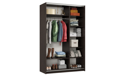 Шкаф-купе Smart 1422 2х дверный (фасады ЛДСП/зеркало) профиль серебро