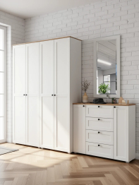 Два платяных шкафа Остин и комод с зеркалом