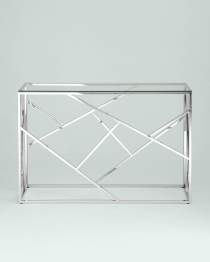 Консоль АРТ ДЕКО 115х30 (Прозрачное стекло/Сталь серебро)