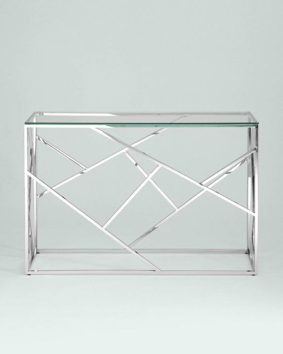 Открытые, Консоль АРТ ДЕКО 115х30 (Прозрачное стекло/Сталь серебро)
