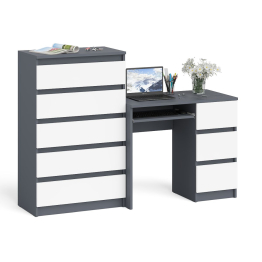 Высокий комод Мори на 700 5 ящиков и компьютерный стол Мори МС-6 тумба справа