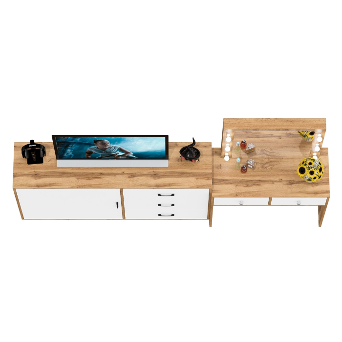 Туалетные столики, Косметический столик с лампочками СТ-5 и комод-тумба 122-1504