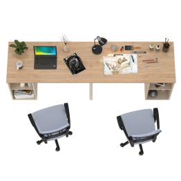 Набор для работы и учёбы из двух столов письменных Лайт 12.163 и двух серых кресел