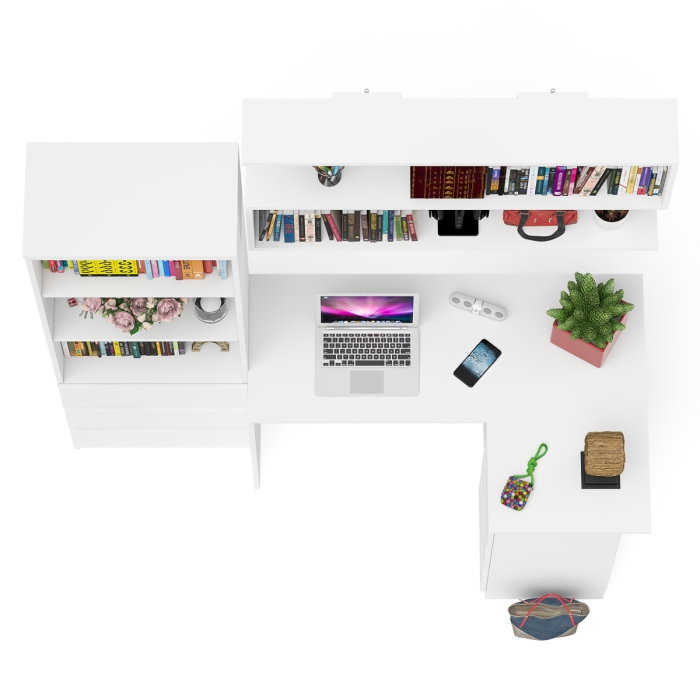 Домашние кабинеты, Рабочее место с угловым столом Мори МС-16 правым со стеллажом и полкой