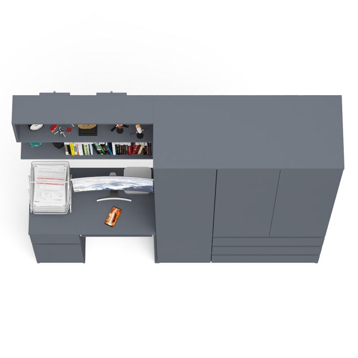 Домашние кабинеты, Широкий шкаф-комод Мори МШ1200.1 с письменным столом МС-1 левый и полкой на 900