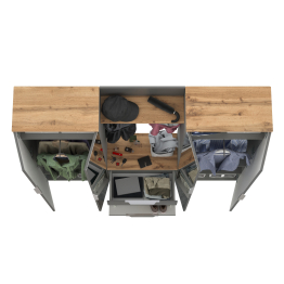 Два шкафа для одежды с зеркалами и обувницей с вешалкой с полкой Октава