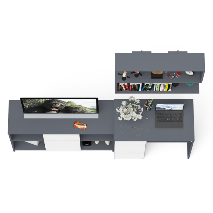 Прямые компьютерные столы, Тумба Мори МТВ1204.1 с компьютерным столом МС-6 левый и полкой 900