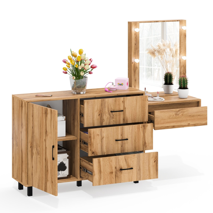 Туалетные столики, Комод с дверками и ящиками 122-1204 и косметический столик навесной с подсветкой