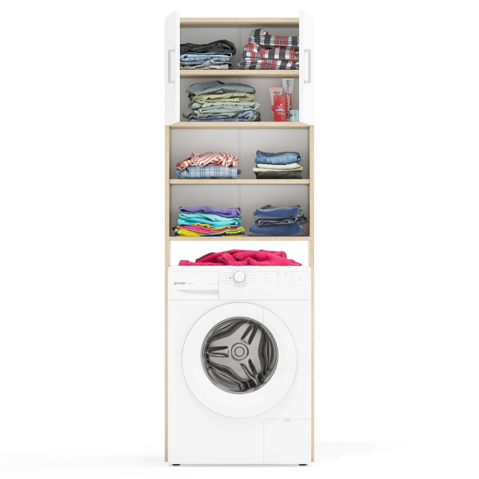 Пеналы, Шкаф для стиральной машинки в ванную с полками и дверками РВК