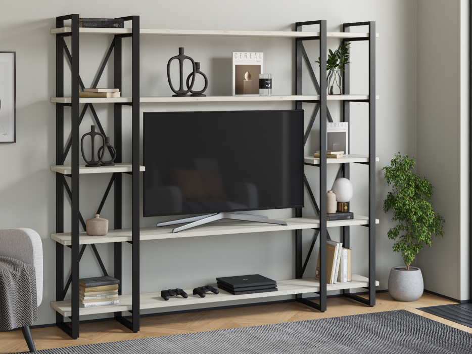 Стеллажи, Стеллаж Айсберг Лофт 200х182-4 v4 черный