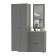 Прихожие, Тумба для обуви с зеркалом и два шкаф-пенала с полками Остин