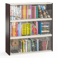 Настенные полки, Три книжные полки КН1 со стеклянными сдвижными дверками