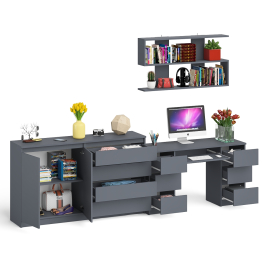 Стол для работы Мори МС-2 с книжной полкой на 1200 и комодом-тумбой МК1600.1