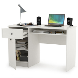 Стол письменный Роуз 12.148 белый(тиснение Поры дерева)/ясень ваниль