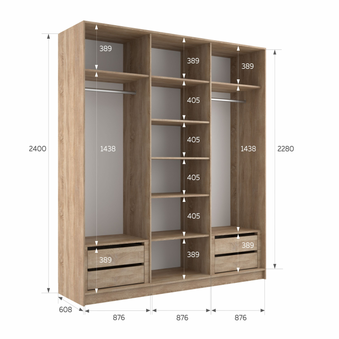 Шкафы-купе 3-х дверные, Шкаф-купе Эста 3-х дверный Стекла фисташка/Доводчик 270х66х240
