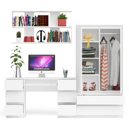 Шкаф-комод Мори МШ900.1 с письменным 2-х тумбовым столом МС-2 и полкой книжной