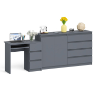 Компьютерные столы, Комод-тумба Мори МК1600 четыре ящика и дверки со столом компьютерным МС-6 тумба справа