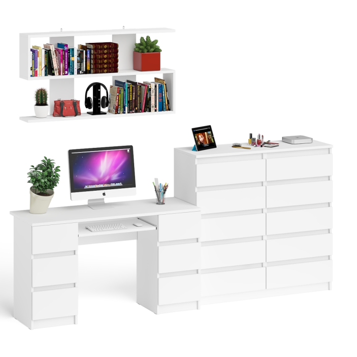 Домашние кабинеты, Комод Мори МК1200.10 со столом компьютерно-письменным и полкой сверху